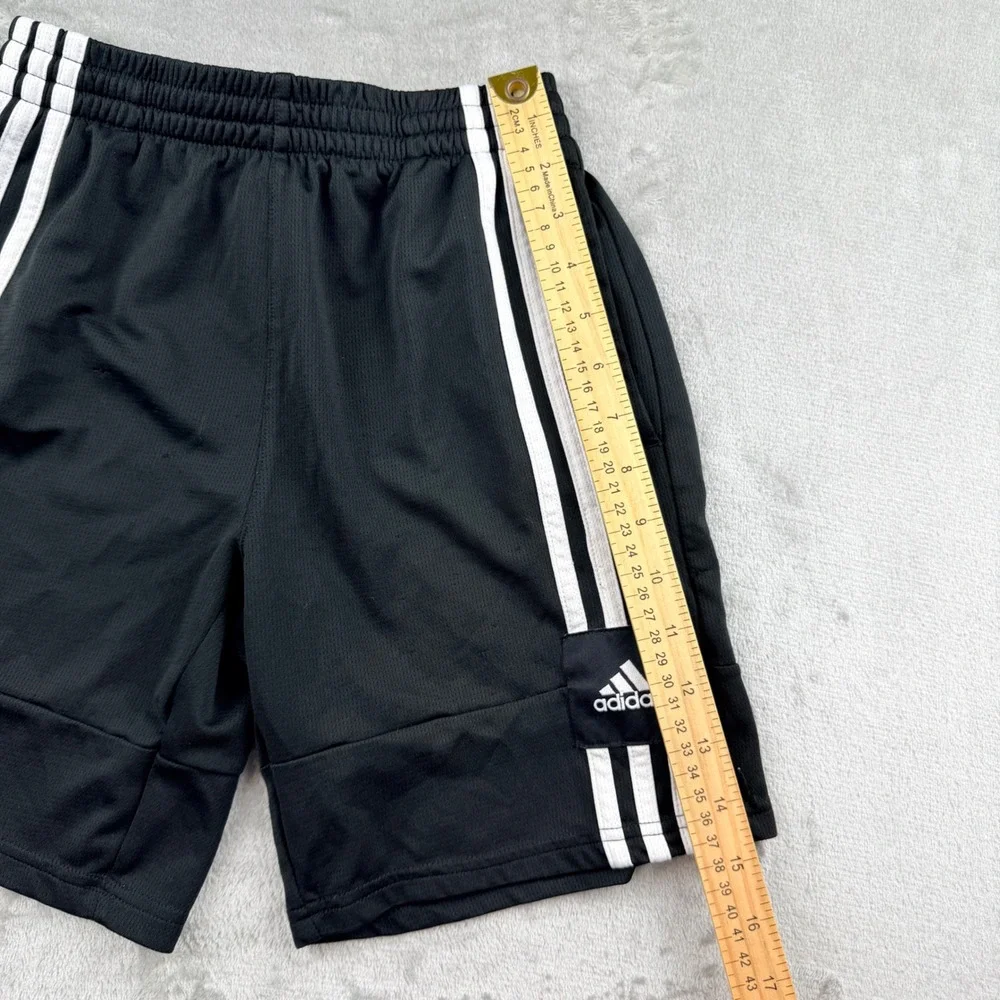 Adidas Boys Black White 3-Stripe Athletic Shorts Size 10/12 AH5503